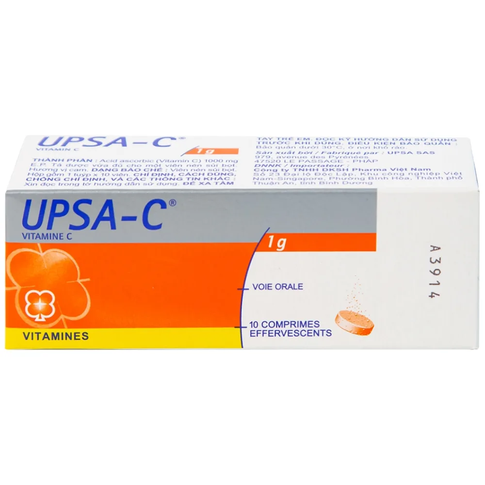 Hình ảnh Viên sủi UPSA-C UPSA SAS hỗ trợ điều trị tình trạng thiếu hụt vitamin C (10 viên)