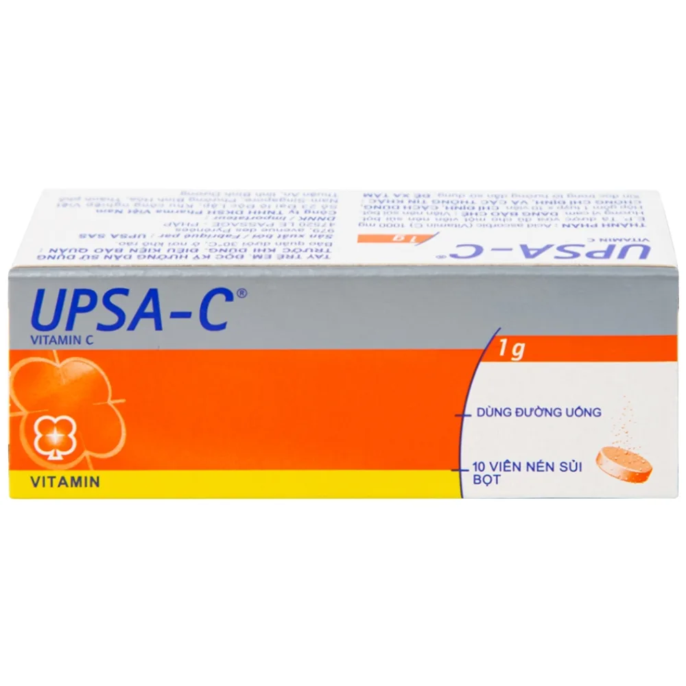 Hình ảnh Viên sủi UPSA-C UPSA SAS hỗ trợ điều trị tình trạng thiếu hụt vitamin C (10 viên)