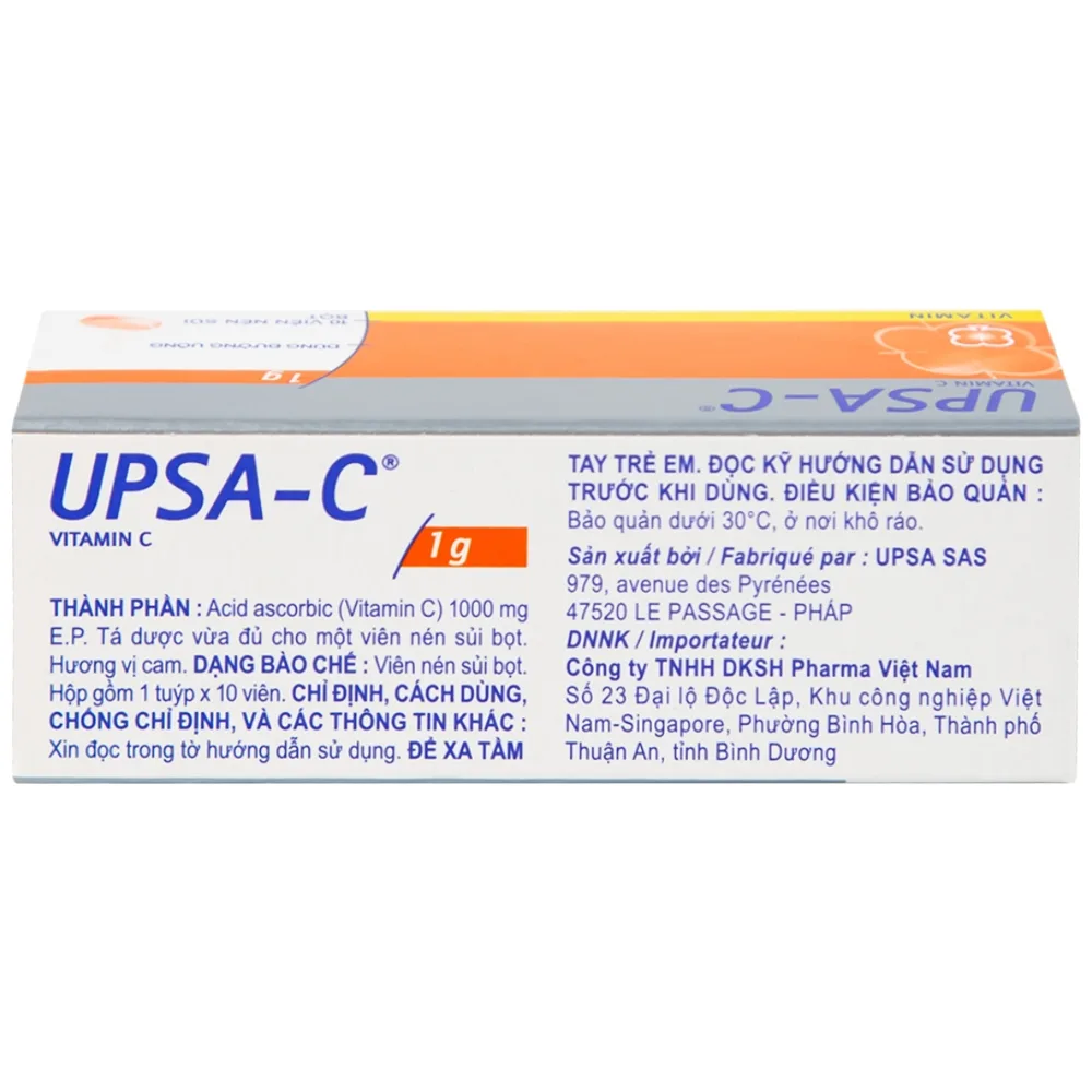 Hình ảnh Viên sủi UPSA-C UPSA SAS hỗ trợ điều trị tình trạng thiếu hụt vitamin C (10 viên)