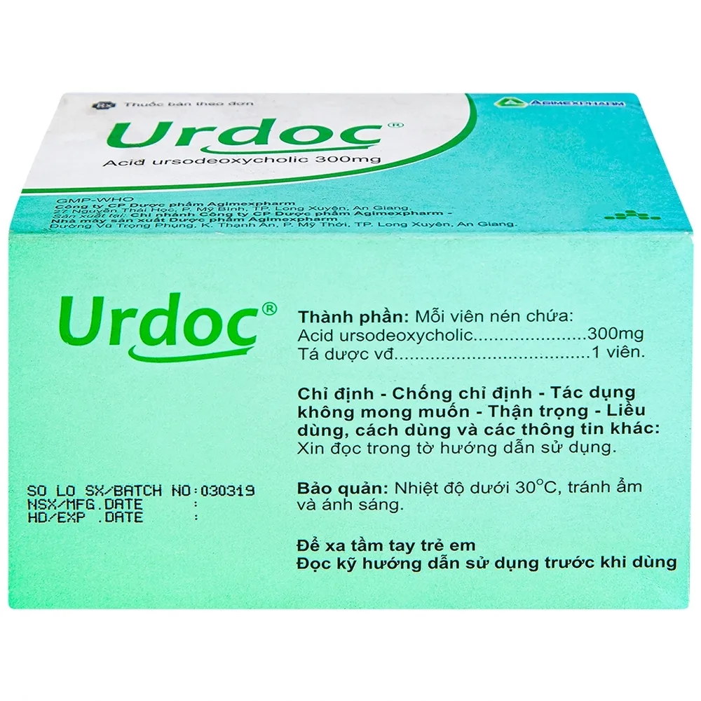 Hình ảnh Thuốc Urdoc 300mg Agimexpharm viêm túi mật mạn, viêm đường mật (8 vỉ x 10 viên)