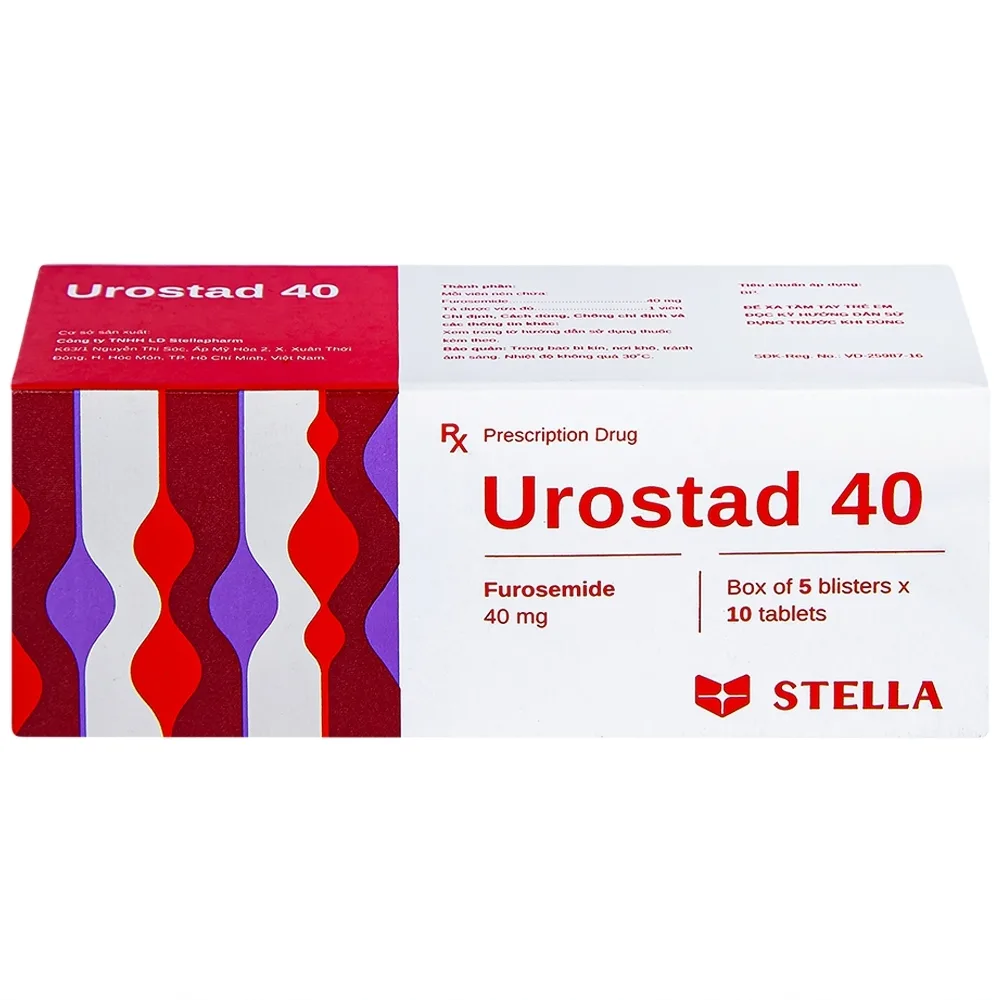 Hình ảnh Thuốc Urostad 40 Stella điều trị phù phổi cấp (5 vỉ x 10 viên)
