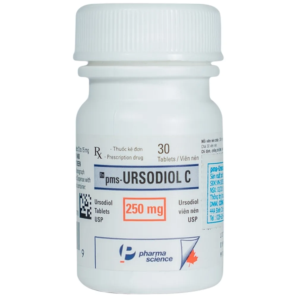 Hình ảnh Thuốc Ursodiol C 250mg PharmaScience điều trị xơ gan ứ mật, làm tan sỏi mật (30 viên)