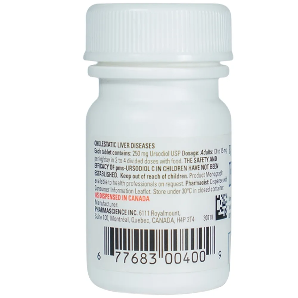 Hình ảnh Thuốc Ursodiol C 250mg PharmaScience điều trị xơ gan ứ mật, làm tan sỏi mật (30 viên)