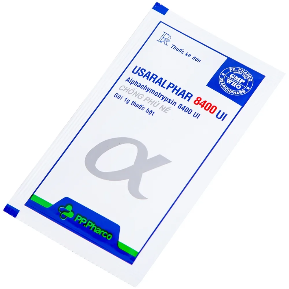 Hình ảnh Thuốc Usaralphar 8400 UI Usarichpharm điều trị phù nề sau chấn thương, tổn thương mô mềm (30 gói x 1g)
