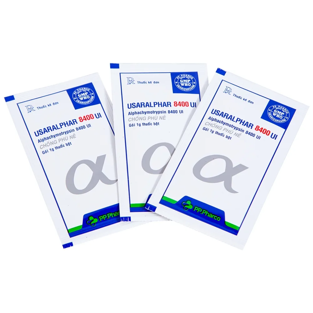 Hình ảnh Thuốc Usaralphar 8400 UI Usarichpharm điều trị phù nề sau chấn thương, tổn thương mô mềm (30 gói x 1g)