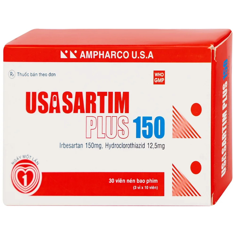 Hình ảnh Thuốc Usasartim Plus 150 Ampharco điều trị tăng huyết áp (3 vỉ x 10 viên)