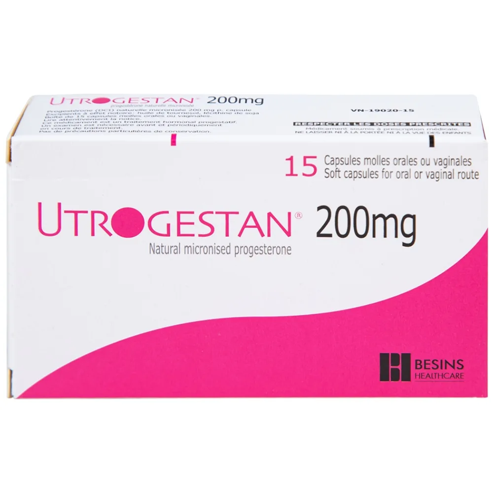 Hình ảnh Thuốc Utrogestan 200mg Besins bổ sung nội tiết tố trong bệnh lý sản phụ khoa (15 viên)