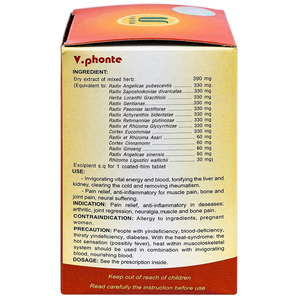 Hình ảnh Thuốc V.phonte Vạn Xuân chữa trị phong thấp (10 vỉ x 10 viên)