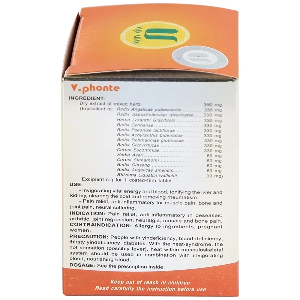 Hình ảnh Thuốc V.phonte Vạn Xuân chữa trị phong thấp (40 viên)