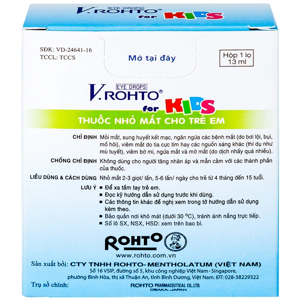 Hình ảnh Thuốc nhỏ mắt V.Rohto For Kids giảm mỏi mắt, đỏ mát, ngứa mắt (13ml)