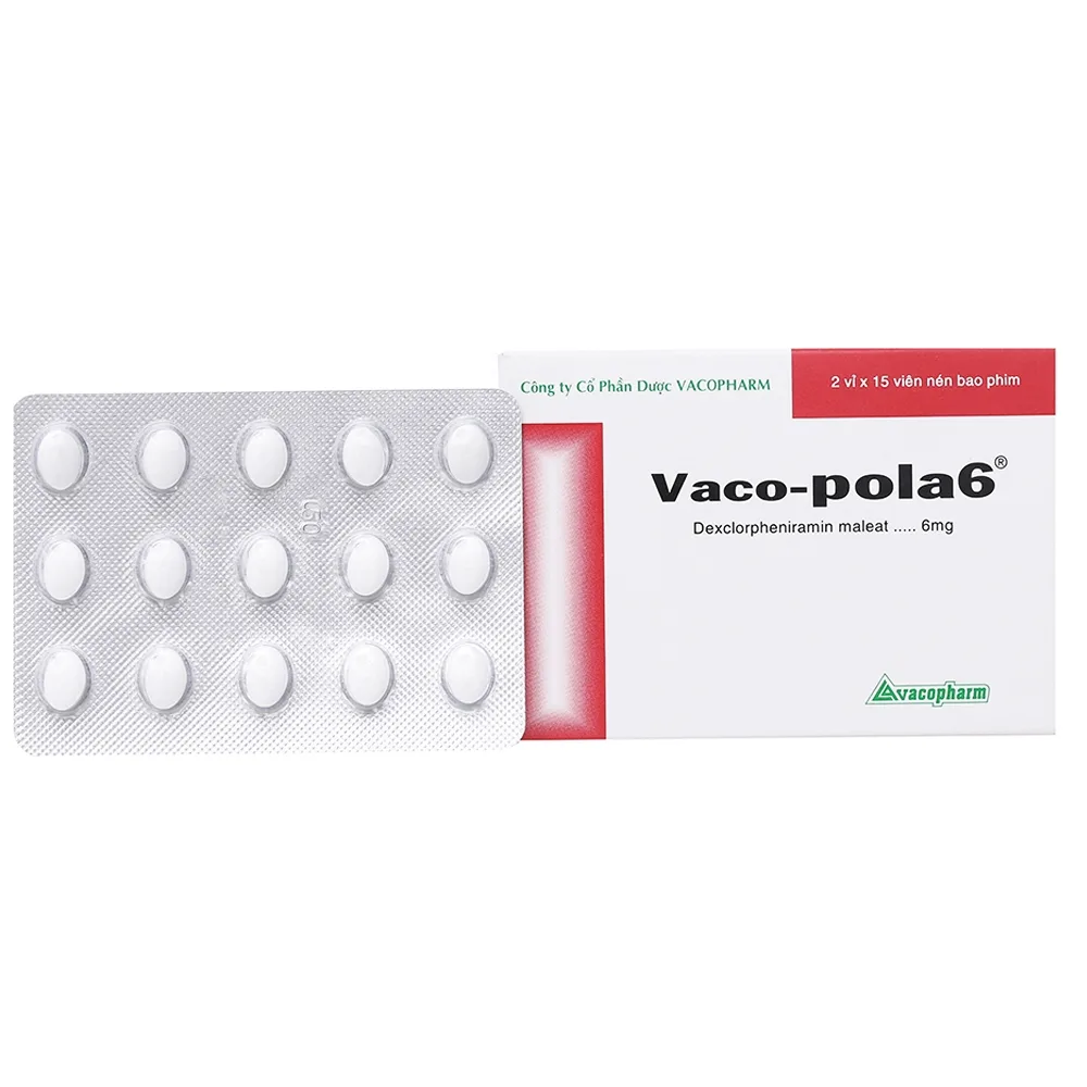 Hình ảnh Thuốc Vaco-pola6 Vacopharm điều trị sổ mũi dị ứng, viêm mũi (2 vỉ x 15 viên)