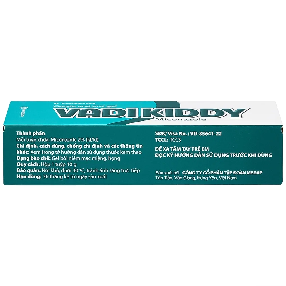 Hình ảnh Gel niêm mạc miệng họng Vadikddy 10g Merap Gel điều trị nấm candida