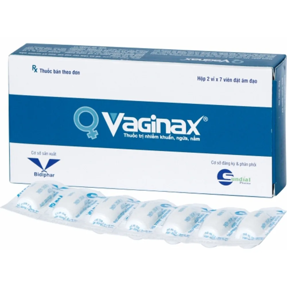 Hình ảnh Viên đặt Vaginax Bidiphar điều trị viêm âm đạo (2 vỉ x 7 viên)