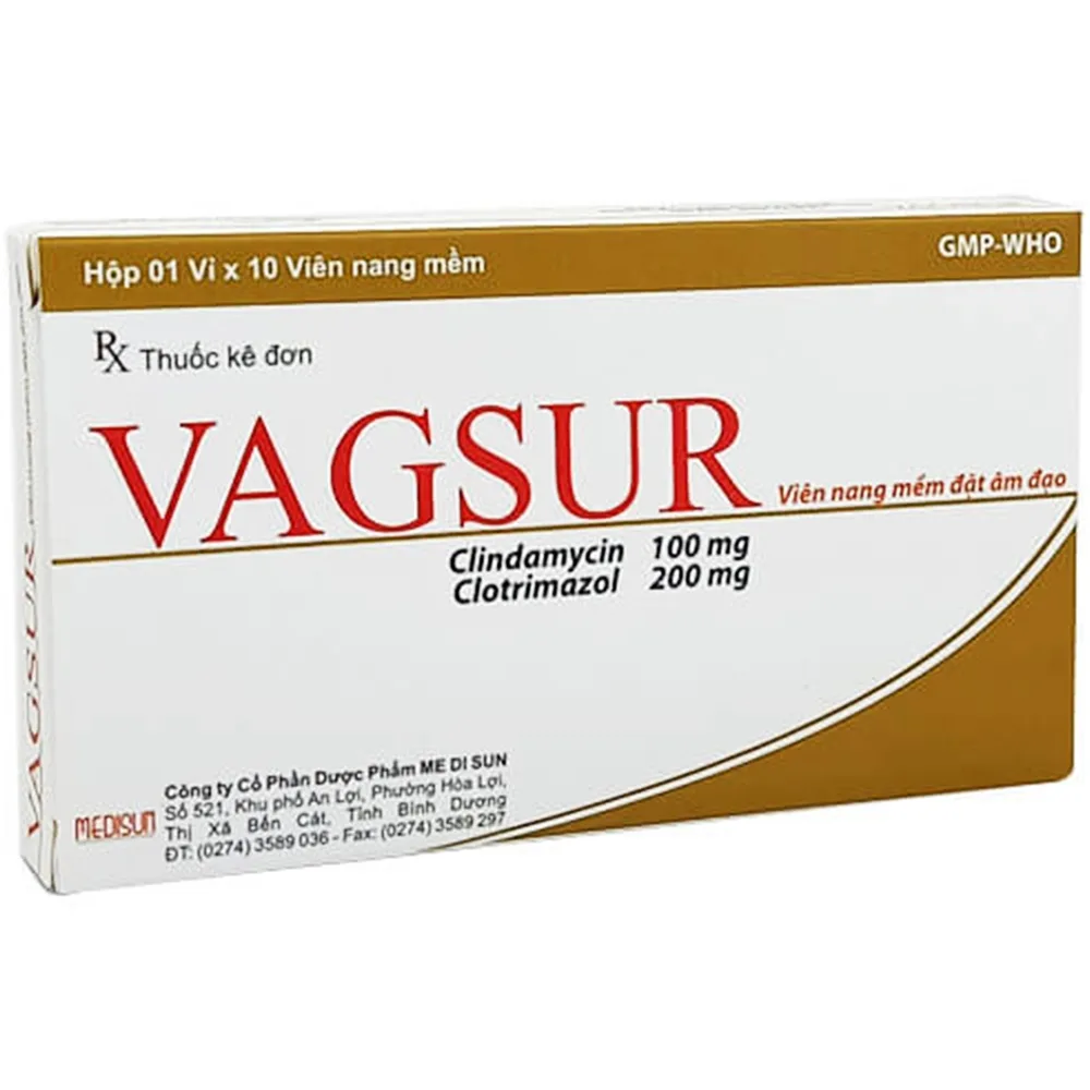 Hình ảnh Thuốc Vagsur Medisun điều trị nấm âm đạo (1 vỉ x 10 viên)