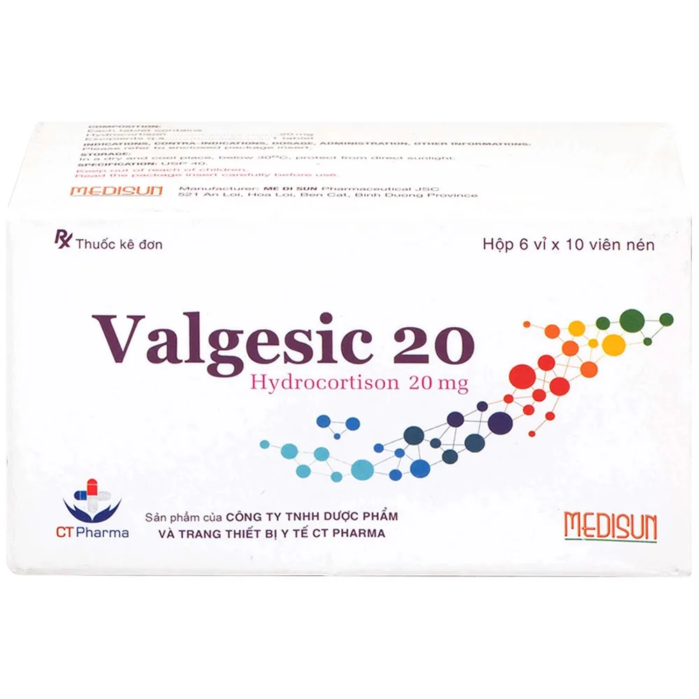 Hình ảnh Valgesic 20mg Medisun liệu pháp thay thế tăng sản lượng thận ở trẻ (6 vỉ x 10 viên)
