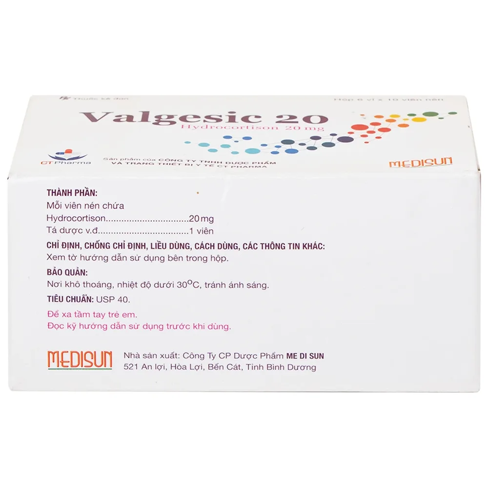 Hình ảnh Valgesic 20mg Medisun liệu pháp thay thế tăng sản lượng thận ở trẻ (6 vỉ x 10 viên)