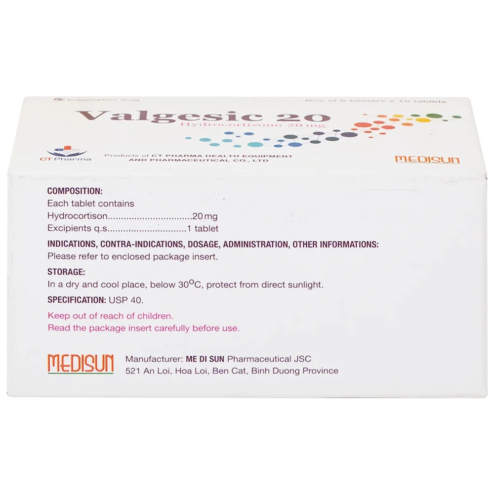 Hình ảnh Valgesic 20mg Medisun liệu pháp thay thế tăng sản lượng thận ở trẻ (6 vỉ x 10 viên)