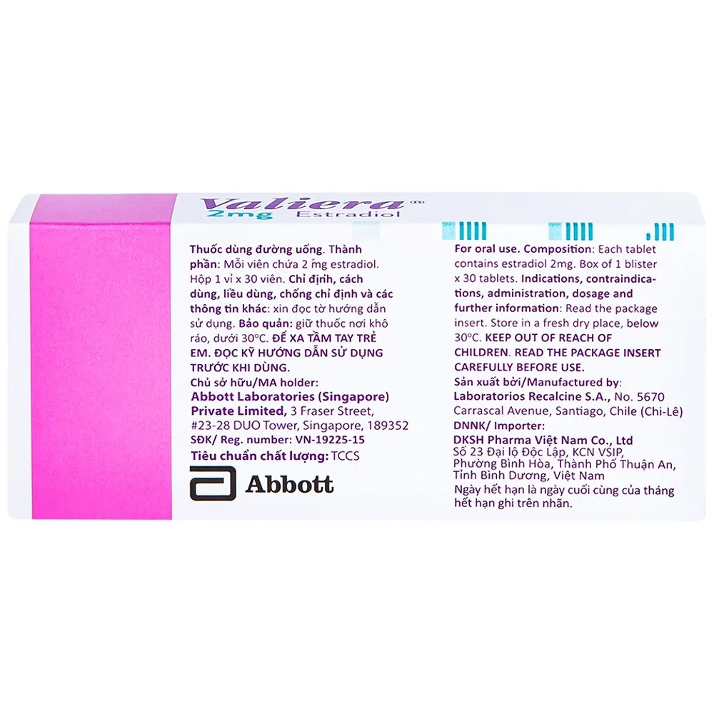 Hình ảnh Thuốc Valiera 2mg Abbott điều trị chứng rối loạn vận mạch (1 vỉ x 30 viên)