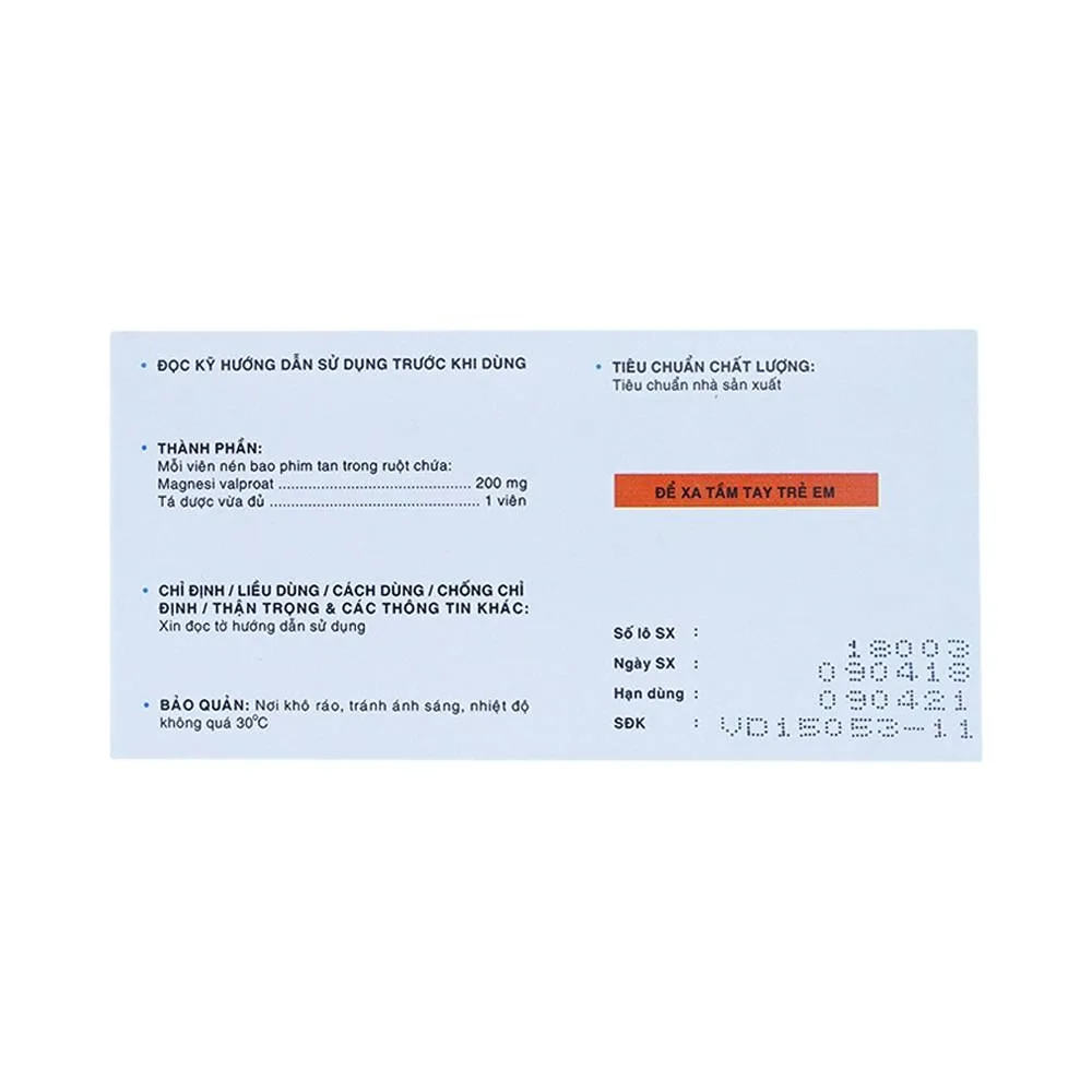 Hình ảnh Thuốc Valmagol 200mg Davipharm điều trị các cơn đau toàn thể, cục bộ (10 vỉ x 10 viên)