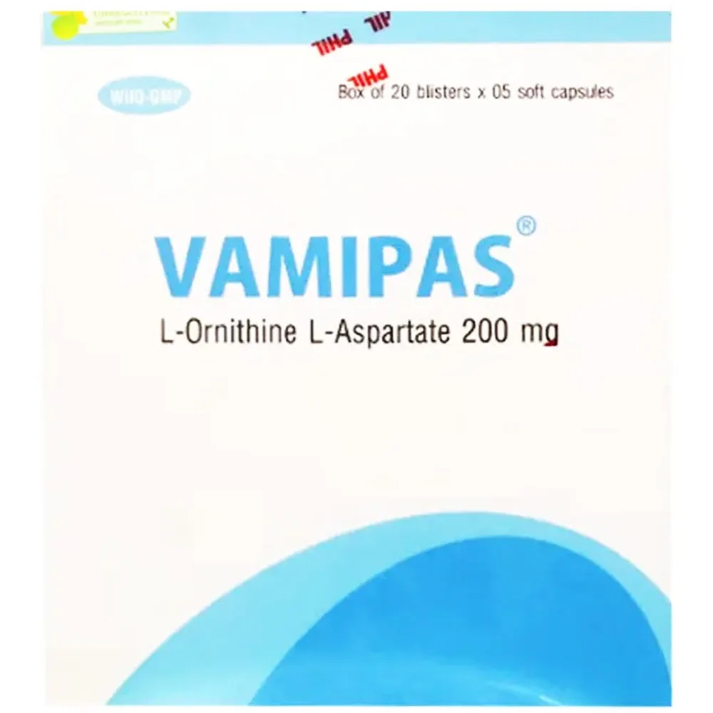 Hình ảnh Thuốc Vamipas 200mg hỗ trợ điều trị viêm gan, xơ gan, gan nhiễm mỡ (20 vỉ x 5 viên)
