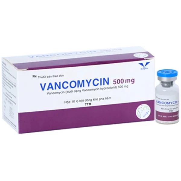 Hình ảnh Bột pha tiêm Vancomycin 500mg Bidiphar điều trị các nhiễm khuẩn nặng, bệnh thận và tim (10 lọ)