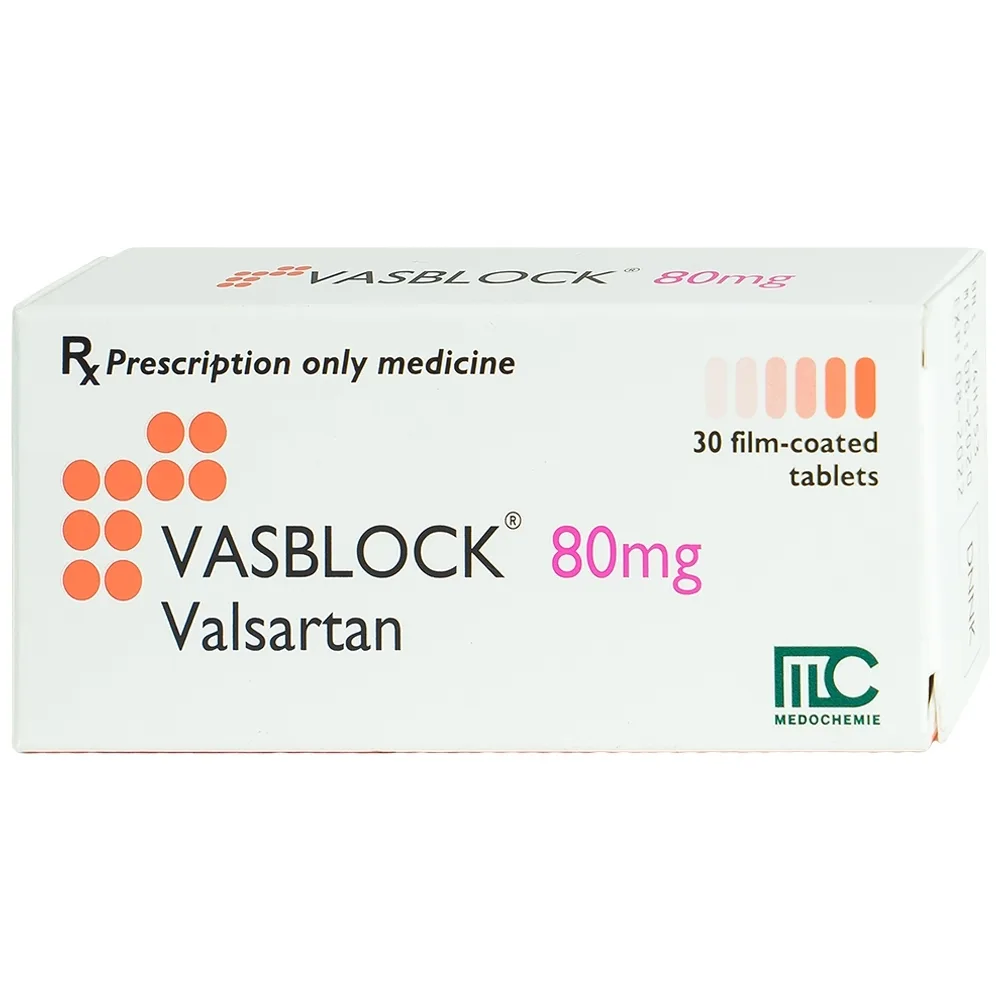 Hình ảnh Thuốc Vasblock 80mg Medochemie điều trị tăng huyết áp, suy tim (3 vỉ x 10 viên)