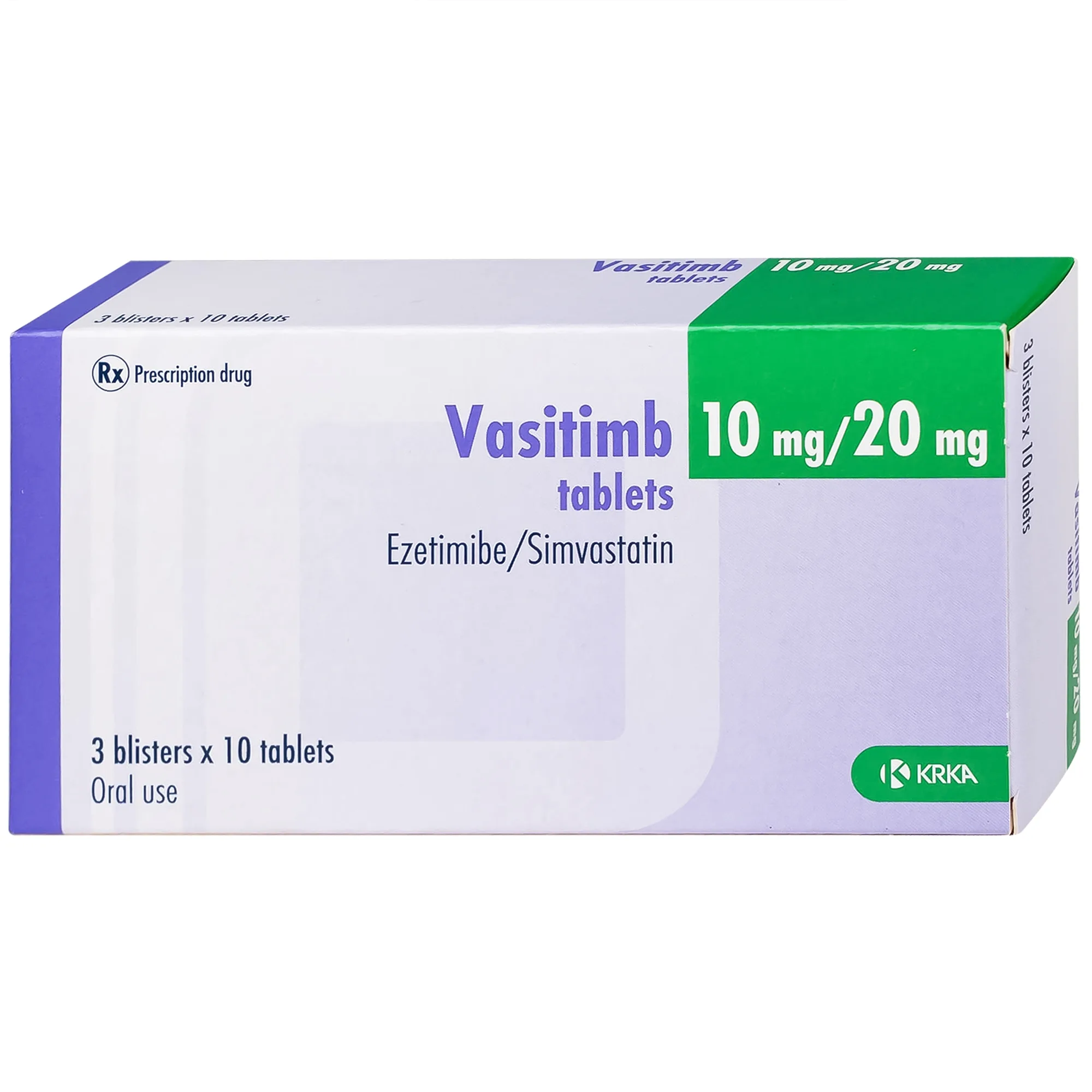 Hình ảnh Thuốc Vasitimb 10mg/20mg tablets Krka giúp phòng bệnh tim, điều trị tăng cholesterol máu, máu đồng hợp tử gia đình (3 vỉ x 10 viên)