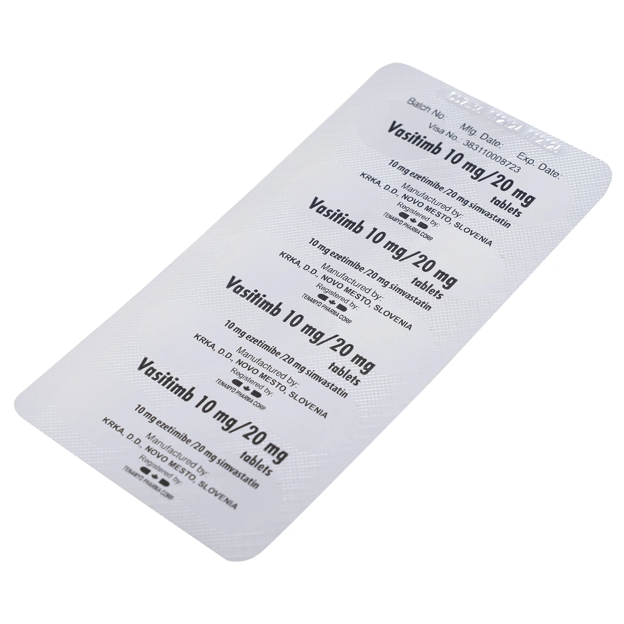 Hình ảnh Thuốc Vasitimb 10mg/20mg tablets Krka giúp phòng bệnh tim, điều trị tăng cholesterol máu, máu đồng hợp tử gia đình (3 vỉ x 10 viên)