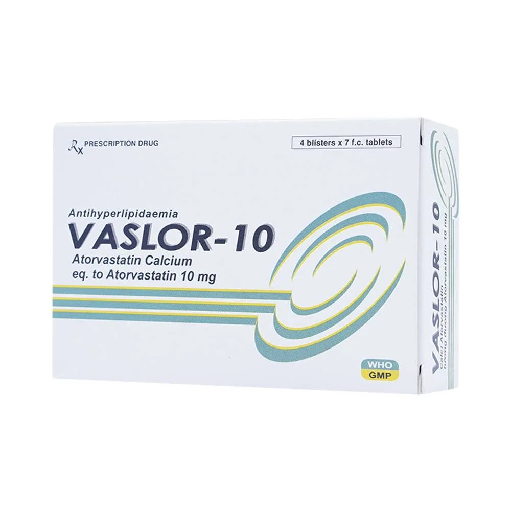 Hình ảnh Thuốc Vaslor 10 Davi Pharm giảm cholesterol và triglycerid trong máu (4 vỉ x 7 viên)