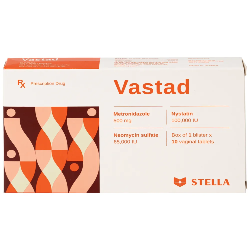 Hình ảnh Viên đặt âm đạo Vastad Stella điều trị viêm âm đạo (1 vỉ x 10 viên)