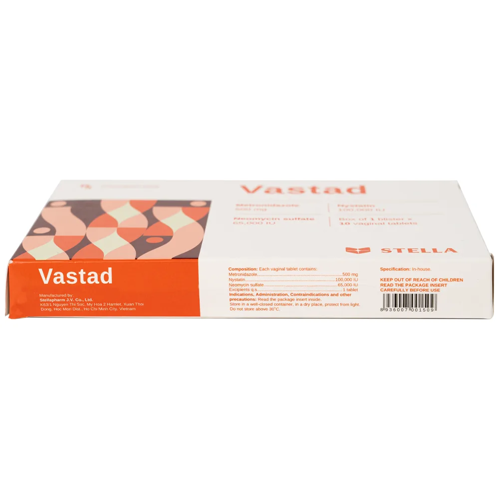 Hình ảnh Viên đặt âm đạo Vastad Stella điều trị viêm âm đạo (1 vỉ x 10 viên)