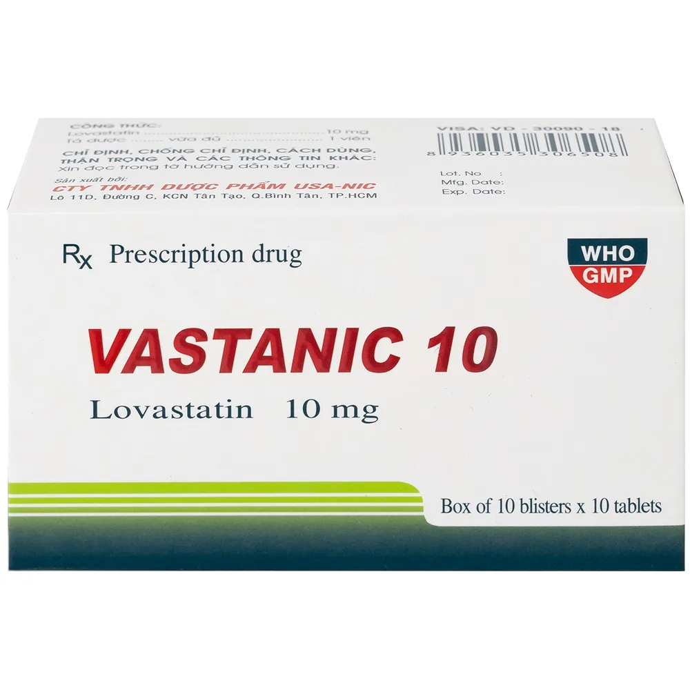 Hình ảnh Thuốc Vastanic 10 Usa - Nic Pharma điều trị rối loạn lipid, làm giảm cholesterol (10 vỉ x 10 viên)