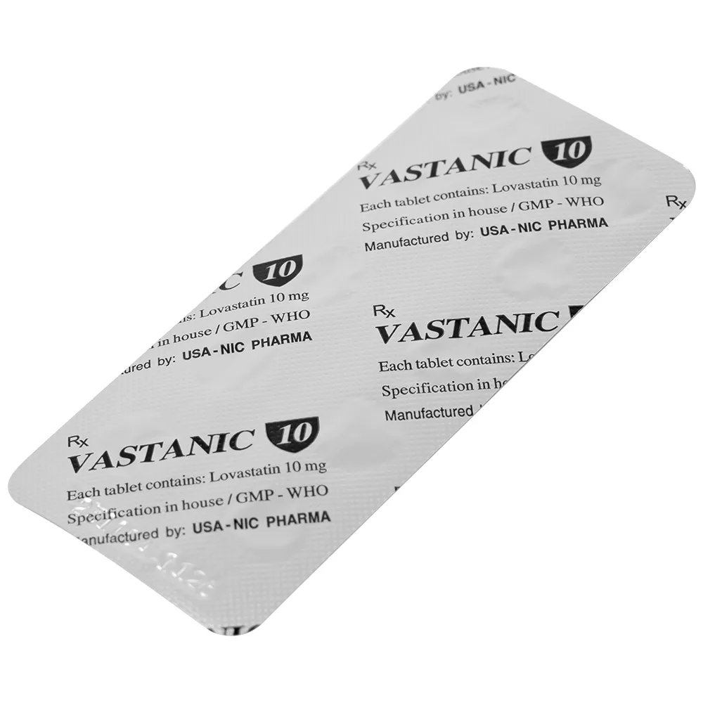 Hình ảnh Thuốc Vastanic 10 Usa - Nic Pharma điều trị rối loạn lipid, làm giảm cholesterol (10 vỉ x 10 viên)