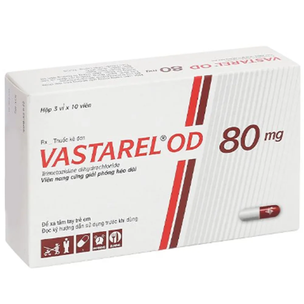 Hình ảnh Thuốc Vastarel OD 80mg Servier điều trị đau thắt ngực ổn định (3 vỉ x 10 viên)
