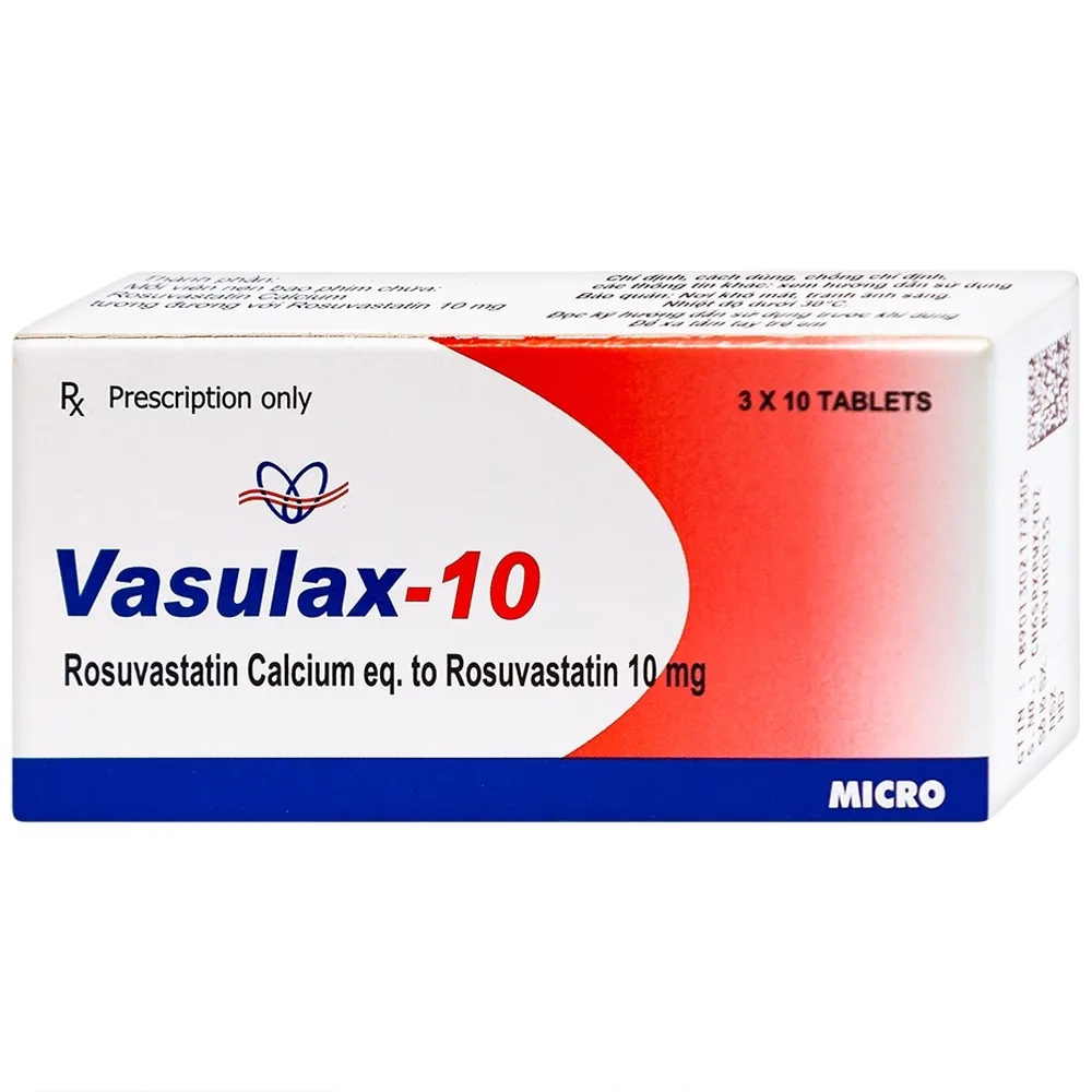 Hình ảnh Thuốc Vasulax-10 Micro điều trị rối loạn lipid máu (3 vỉ x 10 viên)