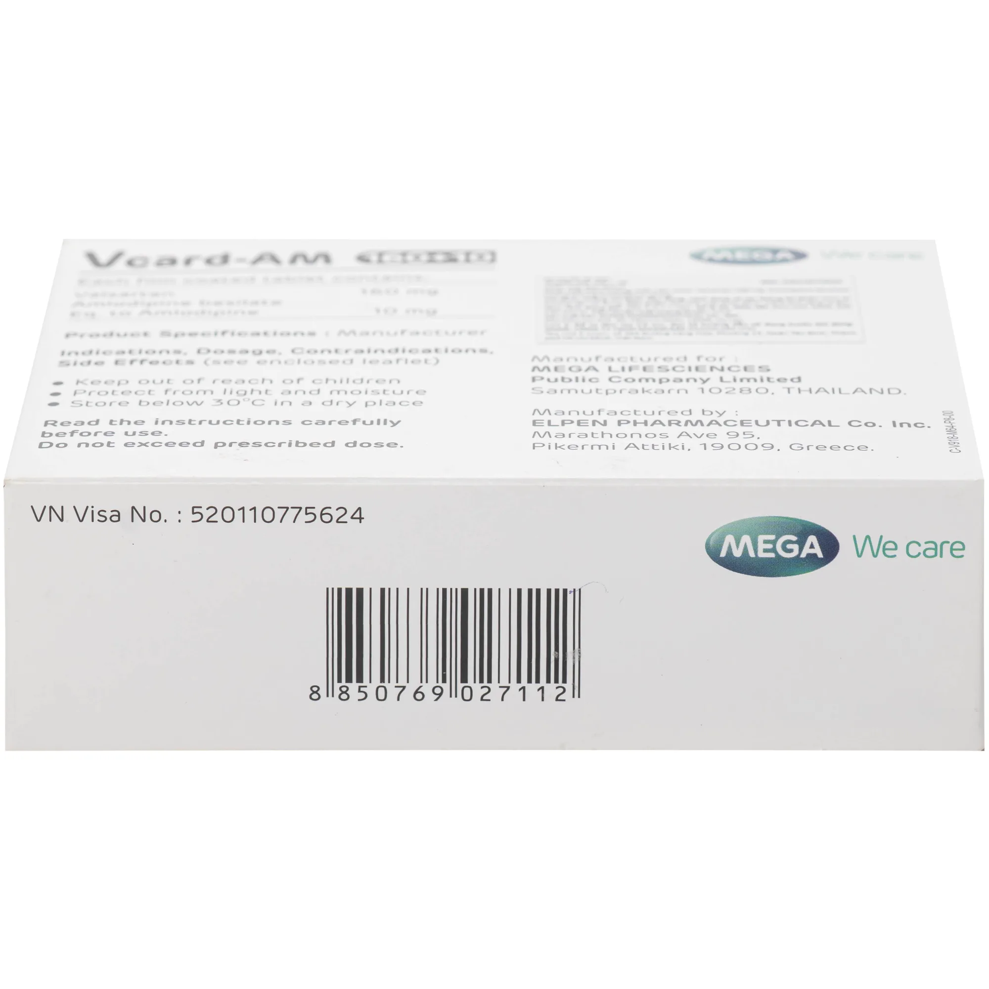 Hình ảnh Thuốc Vcard-am 160/10mg Mega Điều trị tăng huyết áp vô căn (4 vỉ x 7 viên)