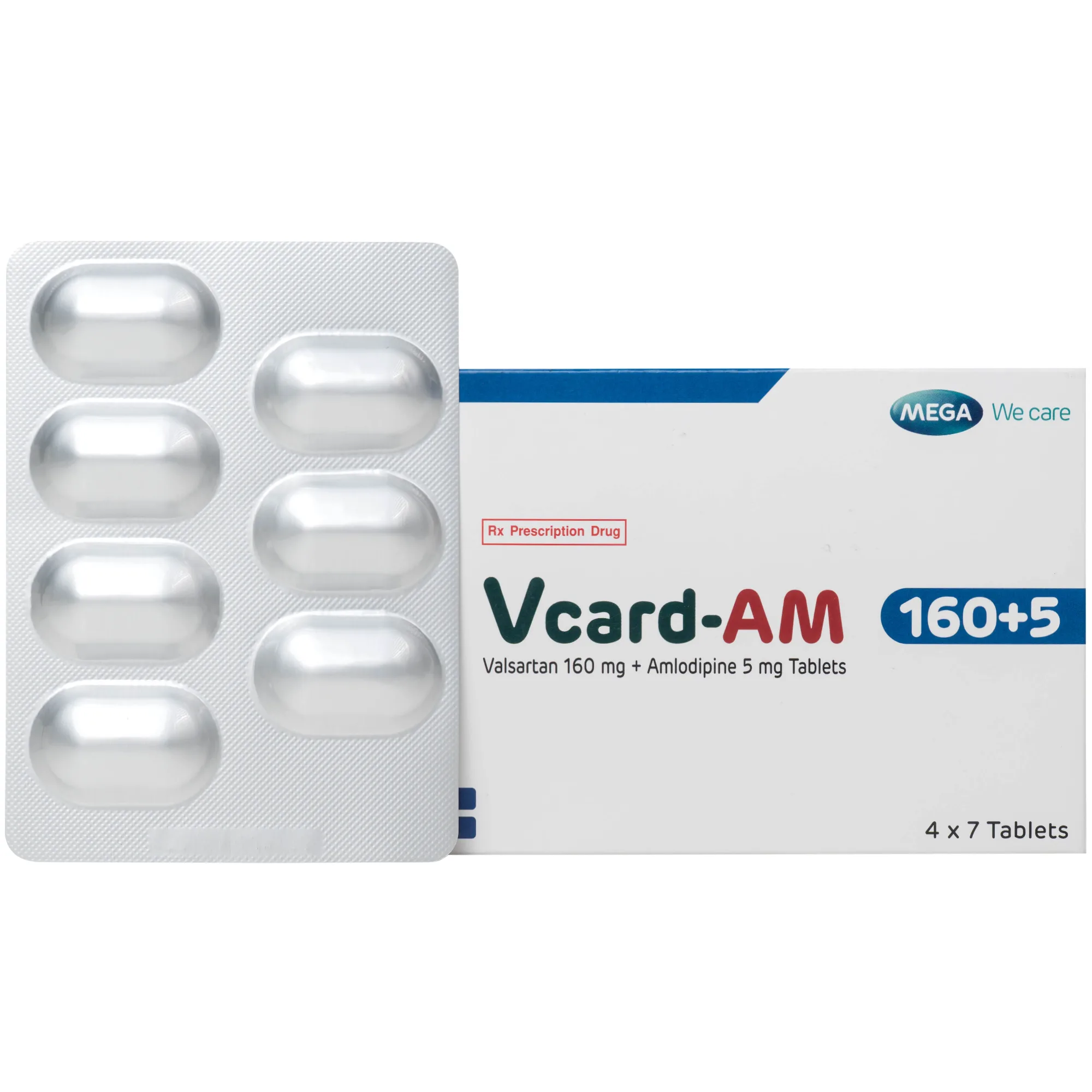 Hình ảnh Thuốc Vcard-am 160/5mg Mega Điều trị tăng huyết áp vô căn (4 vỉ x 7 viên)
