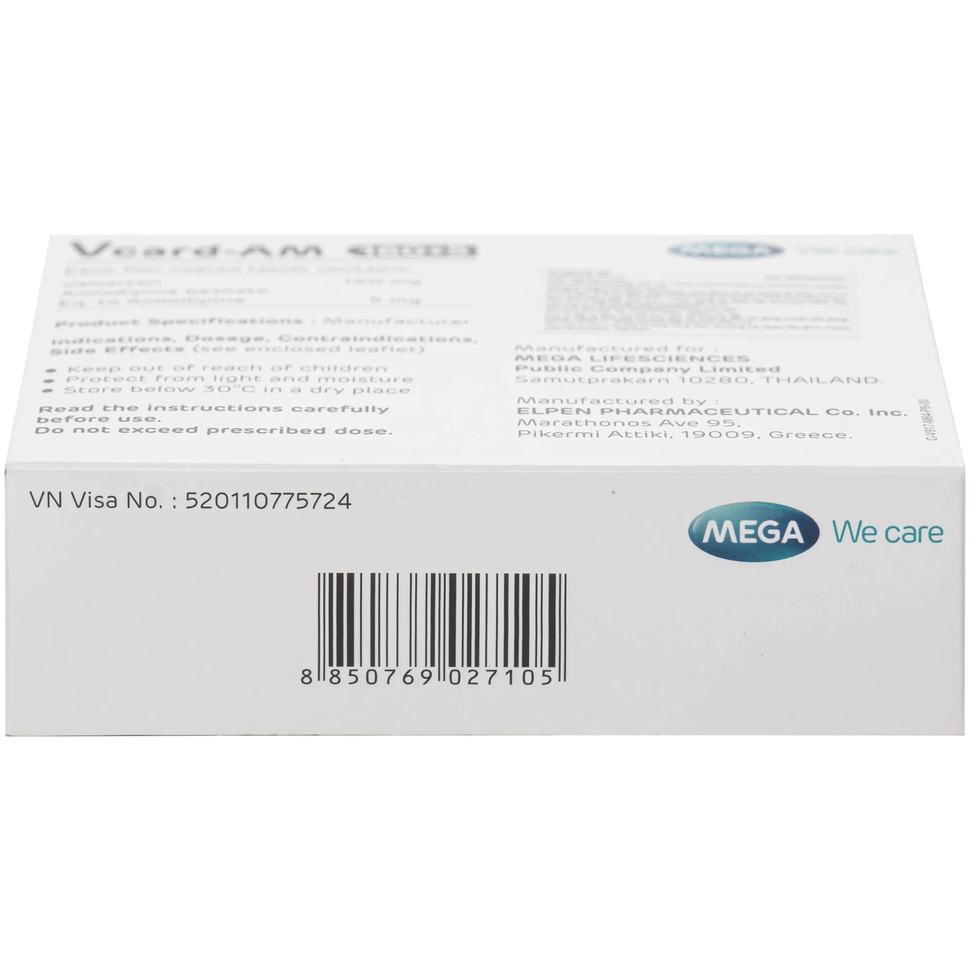 Hình ảnh Thuốc Vcard-am 160/5mg Mega Điều trị tăng huyết áp vô căn (4 vỉ x 7 viên)