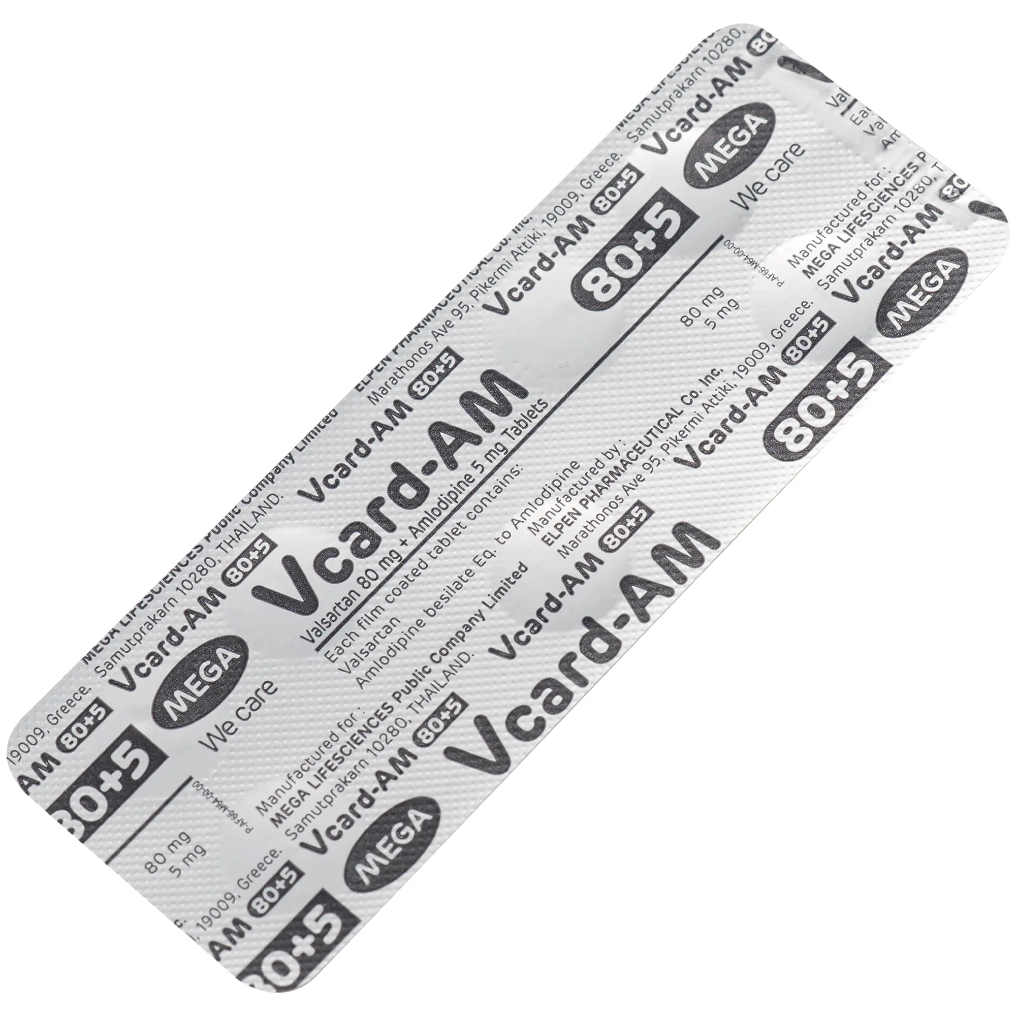 Hình ảnh Thuốc Vcard-am 80+5mg Mega Điều trị tăng huyết áp vô căn (4 vỉ x 7 viên)