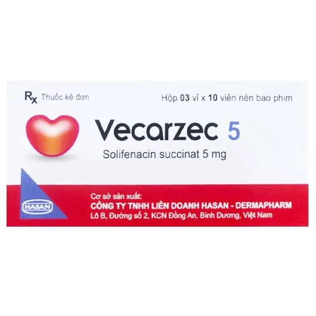 Hình ảnh Thuốc Vecarzec 5 Hasan điều trị triệu chứng tiểu không tự chủ do tiểu són (3 vỉ x 10 viên)