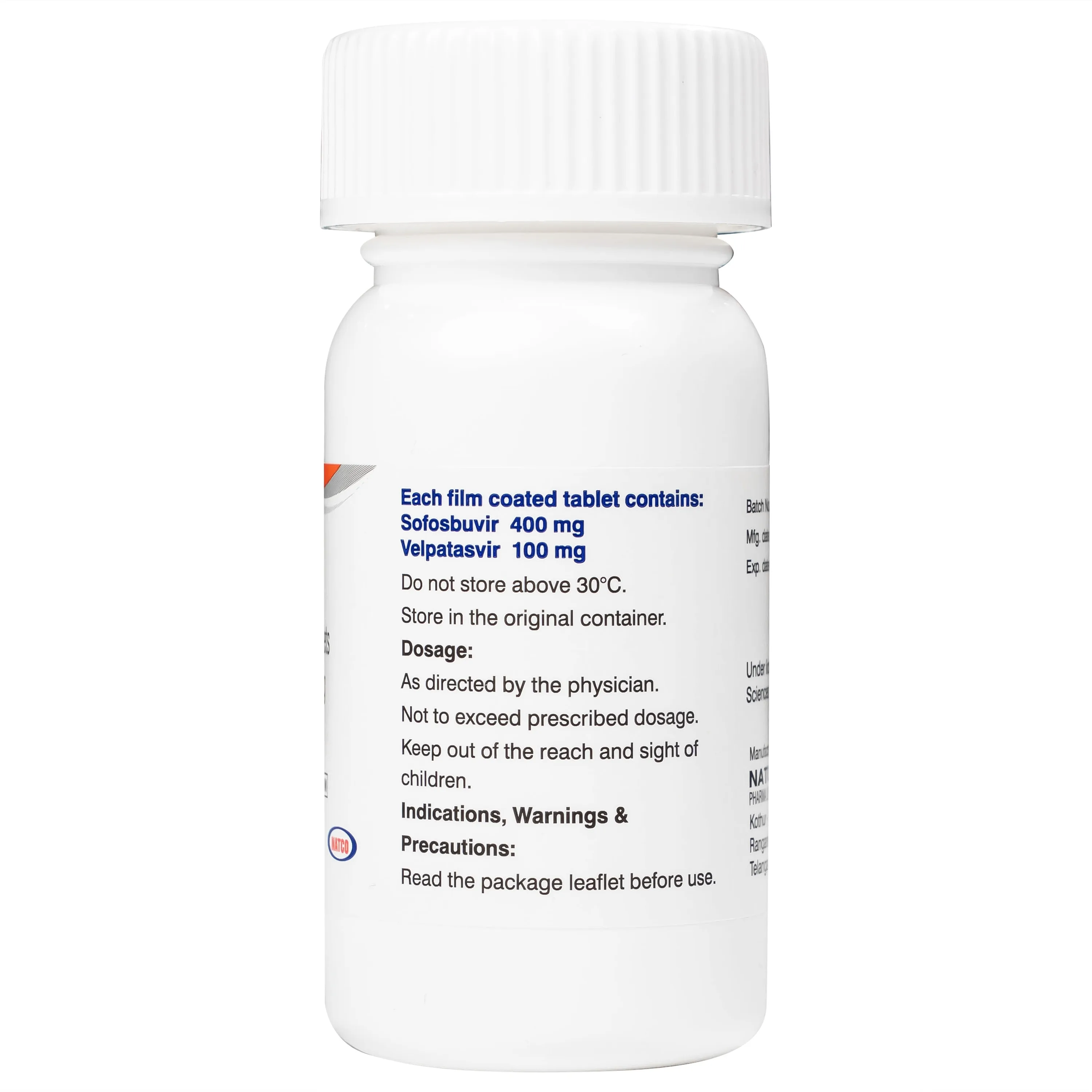 Hình ảnh Thuốc Velsof 400mg/100mg Natco điều trị viêm gan virus C mạn tính ở người lớn (28 viên)
