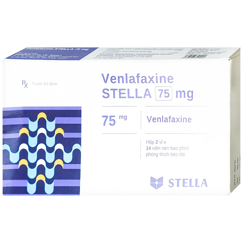 Hình ảnh Thuốc Venlafaxine Stella 75mg điều trị các cơn trầm cảm nặng (2 vỉ x 14 viên)