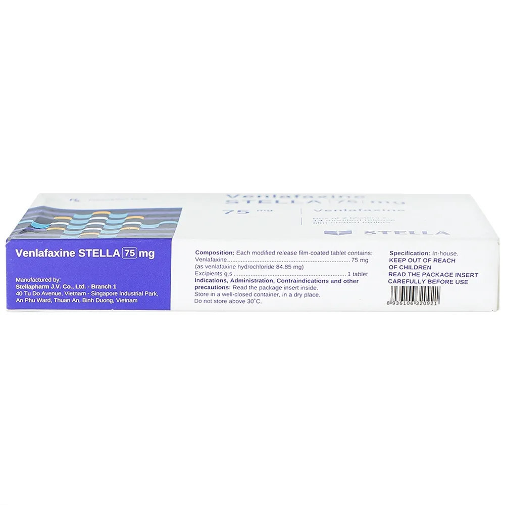 Hình ảnh Thuốc Venlafaxine Stella 75mg điều trị các cơn trầm cảm nặng (2 vỉ x 14 viên)