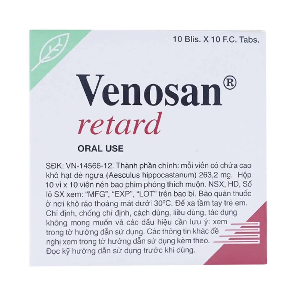 Hình ảnh Thuốc Venosan Retard 263.2mg Dr. Willmar Schwabe điều trị viêm tĩnh mạch huyết khối (10 vỉ x 10 viên)