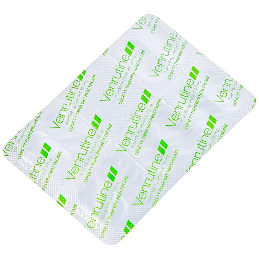Hình ảnh Thuốc Venrutine 500mg/100mg BRV điều trị bệnh trĩ, các chứng xuất huyết dưới da (3 vỉ x 10 viên)