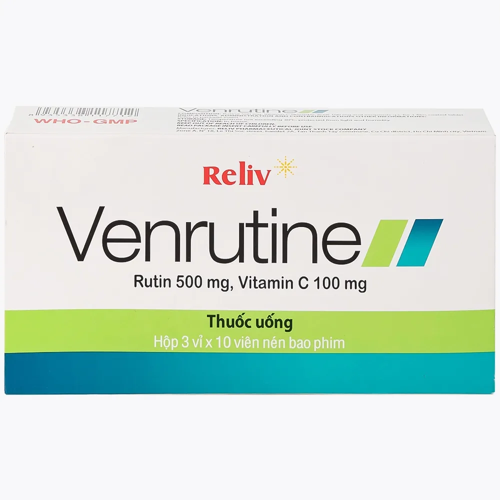 Hình ảnh Thuốc Venrutine Reliv điều trị bệnh trĩ, các chứng xuất huyết dưới da, vết bầm máu (3 vỉ x 10 viên)