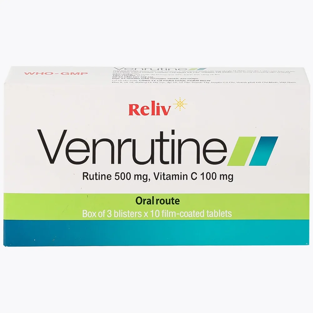 Hình ảnh Thuốc Venrutine Reliv điều trị bệnh trĩ, các chứng xuất huyết dưới da, vết bầm máu (3 vỉ x 10 viên)
