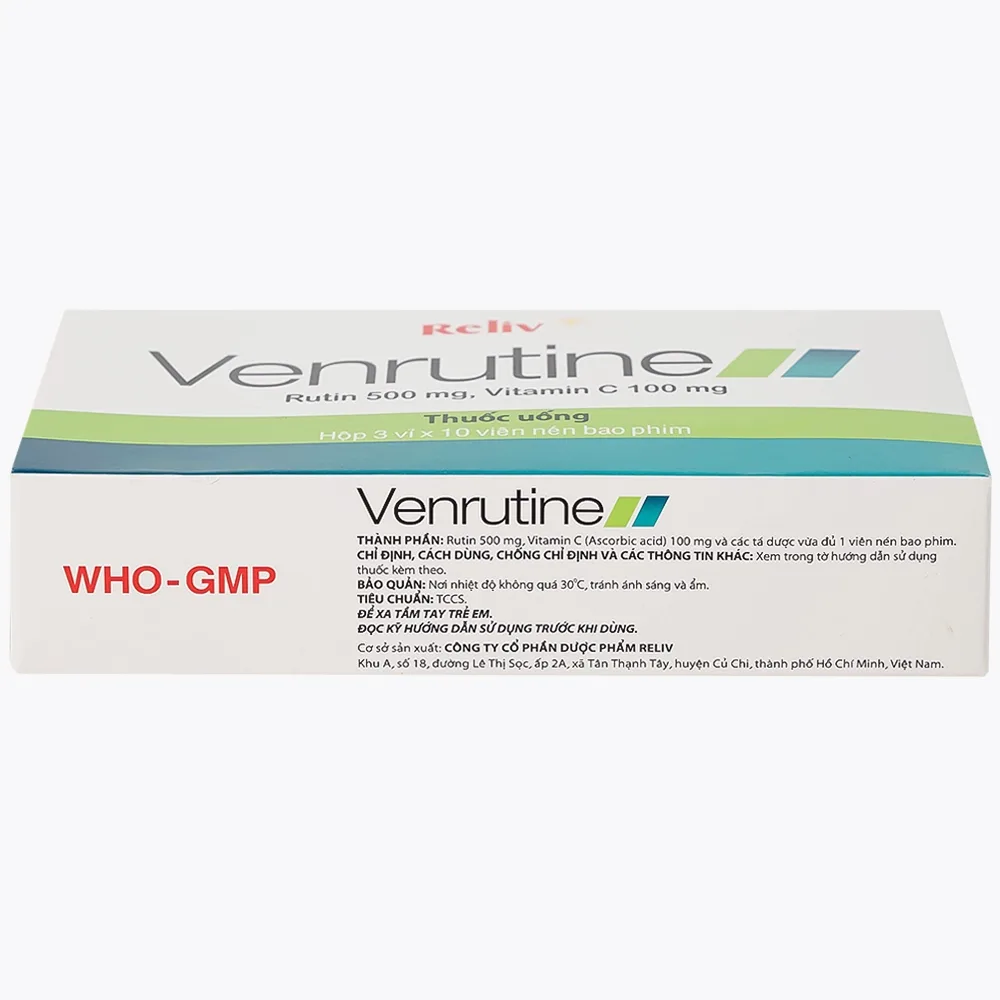 Hình ảnh Thuốc Venrutine Reliv điều trị bệnh trĩ, các chứng xuất huyết dưới da, vết bầm máu (3 vỉ x 10 viên)