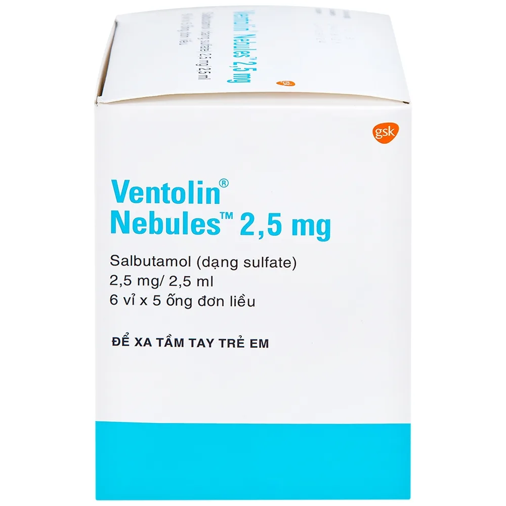 Hình ảnh Dung dịch khí dung Ventolin Nebules 2.5mg GSK điều trị, ngăn ngừa co thắt phế quản (6 vỉ x 5 ống)