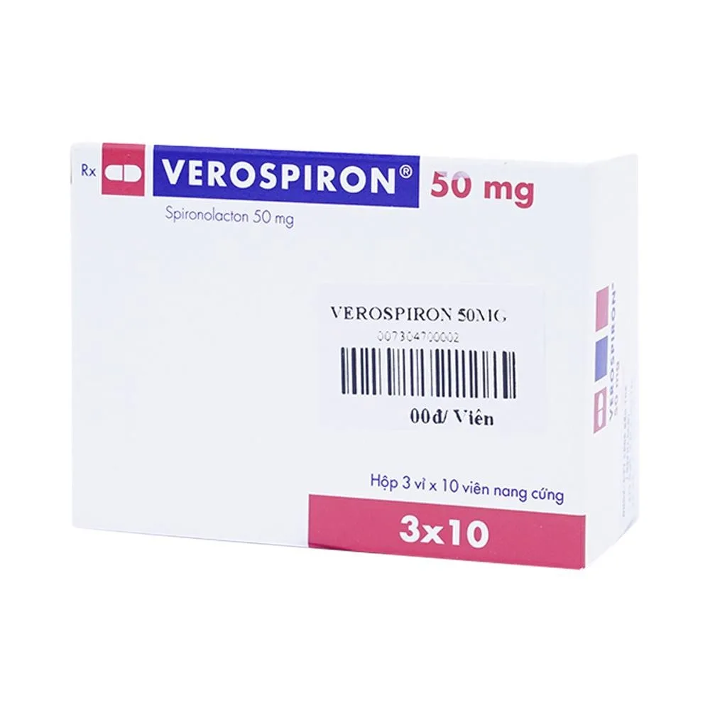 Hình ảnh Thuốc Verospiron 50mg Gedeon điều trị tăng huyết áp (3 vỉ x 10 viên)